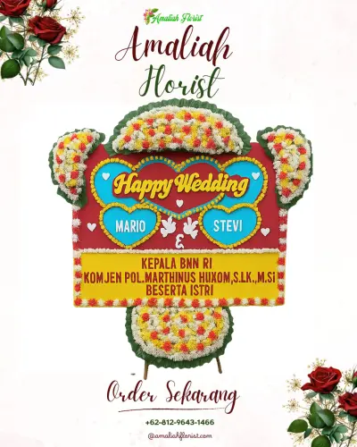 Karangan Papan Bunga Pernikahan di Cempeh